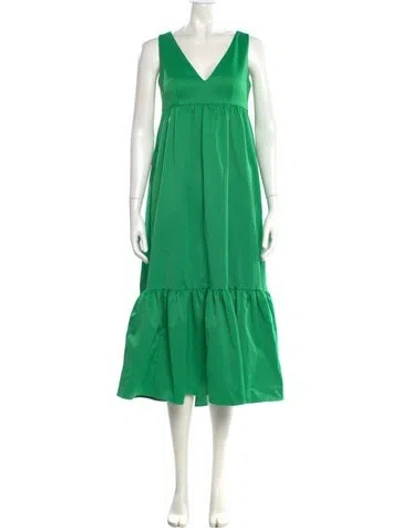 Pre-owned Kate Spade V-neck Midi Length Dress In Green