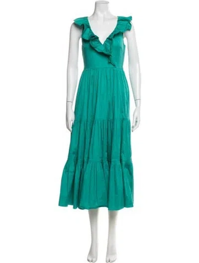 Pre-owned Kate Spade V-neck Midi Length Dress In Green