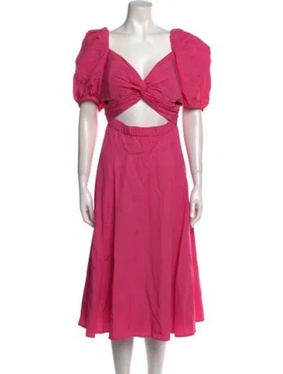 Pre-owned Kate Spade V-neck Midi Length Dress In Pink