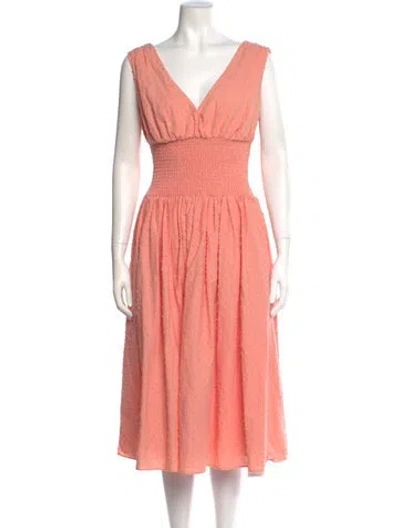 Pre-owned Kate Spade V-neck Midi Length Dress In Pink