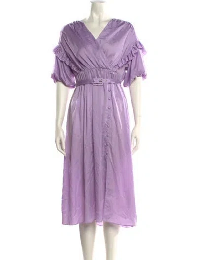 Pre-owned Kate Spade V-neck Midi Length Dress In Purple