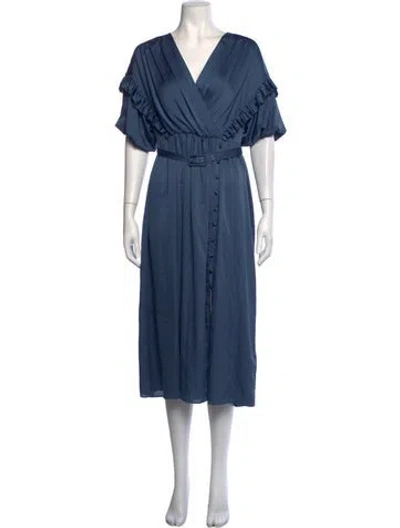 Pre-owned Kate Spade V-neck Midi Length Dress W/ Tags In Blue