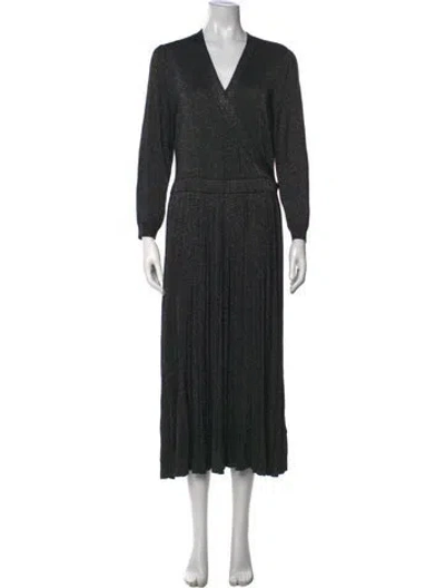 Pre-owned Kate Spade V-neck Midi Length Dress W/ Tags In Grey