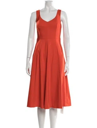 Pre-owned Kate Spade V-neck Midi Length Dress W/ Tags In Orange