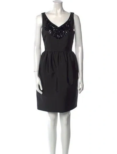 Pre-owned Kate Spade V-neck Mini Dress In Black
