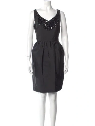 Pre-owned Kate Spade V-neck Mini Dress In Black