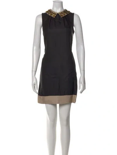 Pre-owned Kate Spade V-neck Mini Dress In Black