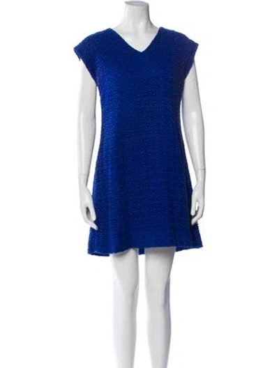 Pre-owned Kate Spade V-neck Mini Dress In Blue