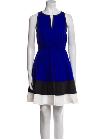 Pre-owned Kate Spade V-neck Mini Dress In Blue