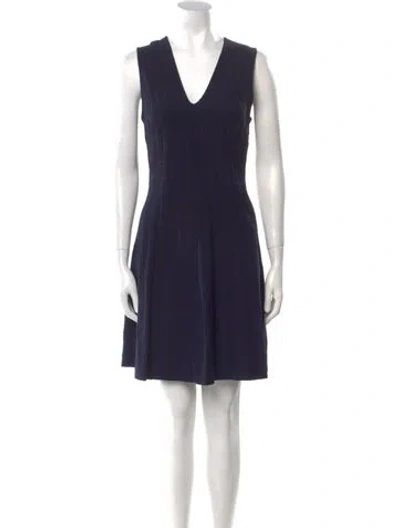 Pre-owned Kate Spade V-neck Mini Dress In Blue