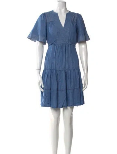 Pre-owned Kate Spade V-neck Mini Dress In Blue