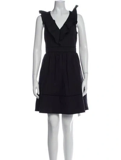 Pre-owned Kate Spade V-neck Mini Dress In Blue