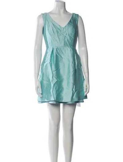 Pre-owned Kate Spade V-neck Mini Dress In Blue