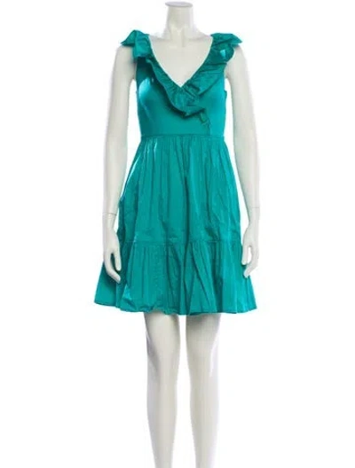 Pre-owned Kate Spade V-neck Mini Dress In Green