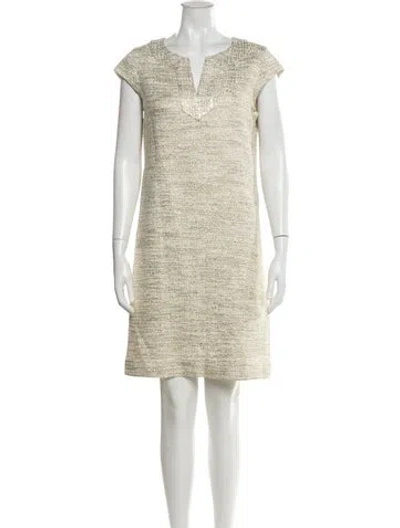 Pre-owned Kate Spade V-neck Mini Dress In Neutral