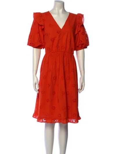 Pre-owned Kate Spade V-neck Mini Dress In Orange
