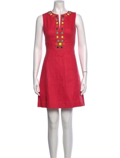 Pre-owned Kate Spade V-neck Mini Dress In Pink