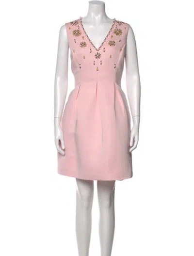 Pre-owned Kate Spade V-neck Mini Dress In Pink