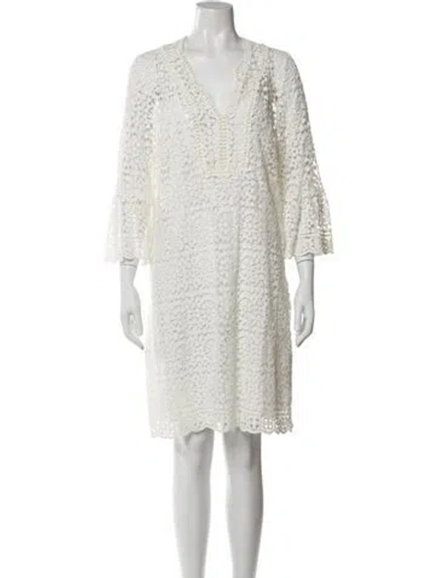Pre-owned Kate Spade V-neck Mini Dress In White