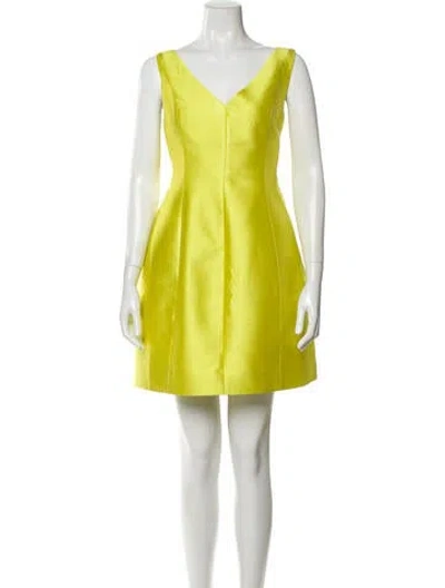 Pre-owned Kate Spade V-neck Mini Dress In Yellow