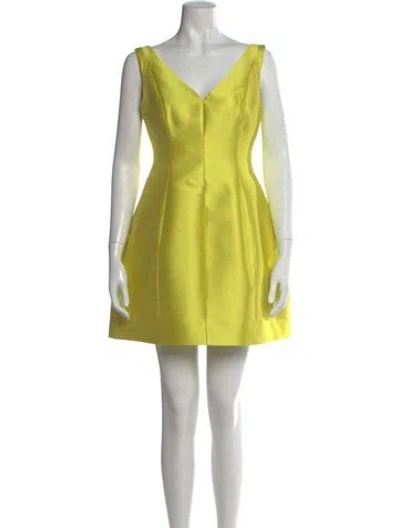 Pre-owned Kate Spade V-neck Mini Dress In Yellow