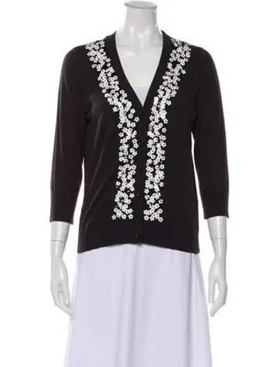 Pre-owned Kate Spade V-neck Sweater In Black
