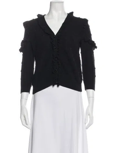 Pre-owned Kate Spade V-neck Sweater In Black