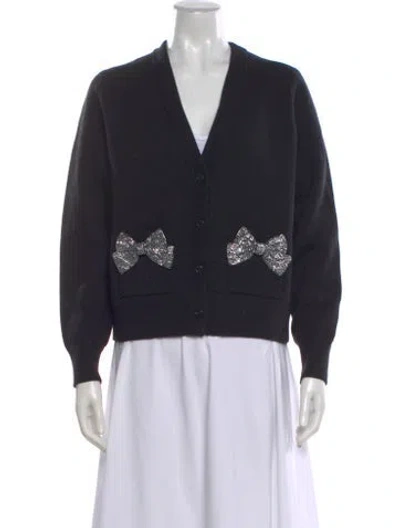 Pre-owned Kate Spade V-neck Sweater In Black