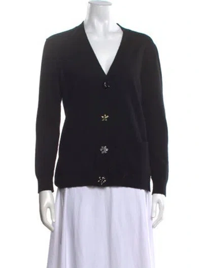 Pre-owned Kate Spade V-neck Sweater In Black