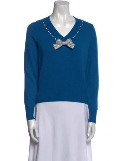 Pre-owned Kate Spade V-neck Sweater In Blue