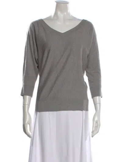 Pre-owned Kate Spade V-neck Sweater In Gray