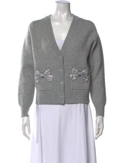 Pre-owned Kate Spade V-neck Sweater In Gray