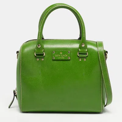 Pre-owned Kate Spade Wellesley Alessa Green Leather Satchel