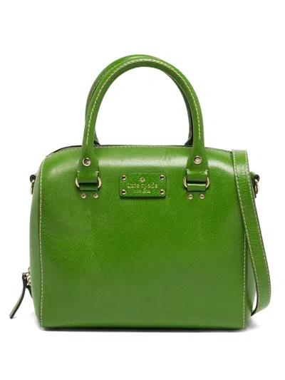 Pre-owned Kate Spade Wellesley Alessa Leather Two-way Handbag In Green
