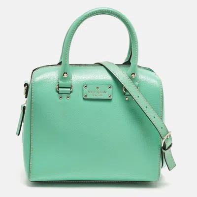 Pre-owned Kate Spade Wellesley Alessa Light Green Leather Satchel