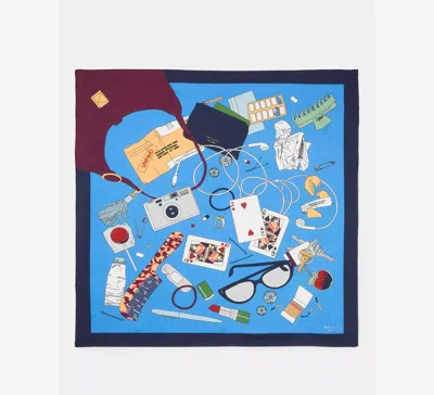 Kate Spade Whats In My Bag Silk Square In Blue