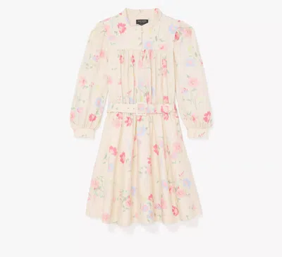 Kate Spade Whimsical Garden Belted Shirt Dress In White