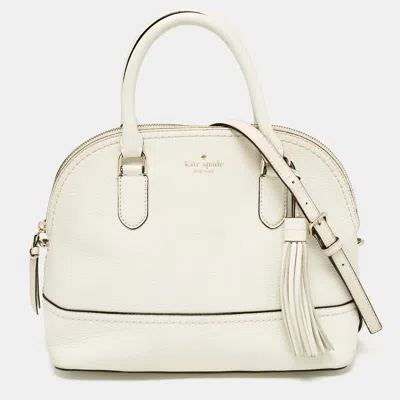 Pre-owned Kate Spade White Leather Carli Mccall Street Satchel