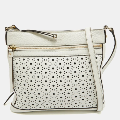 Pre-owned Kate Spade White Leather Lasercut Messenger Bag