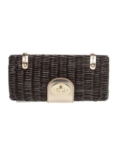 Pre-owned Kate Spade Wicker Clutch In Black