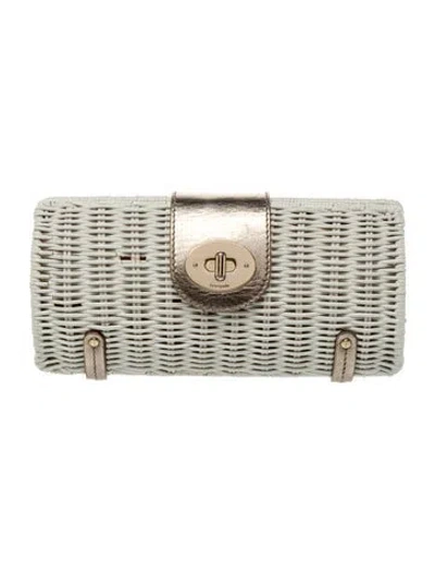 Pre-owned Kate Spade Wicker Clutch In Grey
