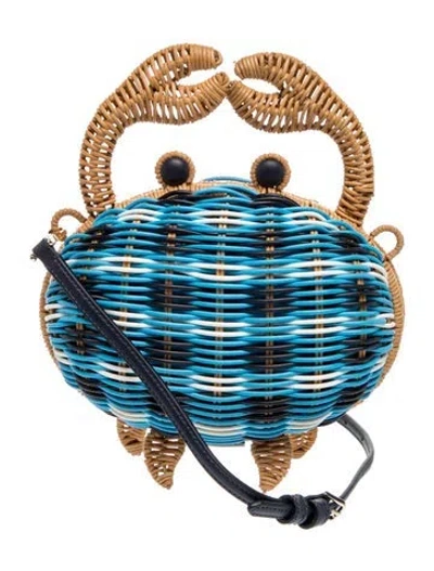 Pre-owned Kate Spade Wicker Shoulder Bag In Blue