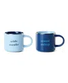 Kate Spade Wide Awake Sound Asleep Mugs, Set Of 2 In Blue