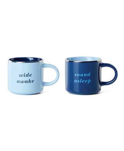 Kate Spade Wide Awake Sound Asleep Mugs, Set Of 2 In Blue