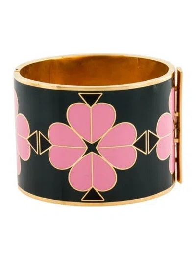 Pre-owned Kate Spade Wide Enamel Hinge Bangle, 6.5" In Multi