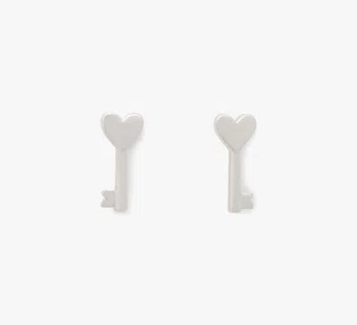Kate Spade With All My Heart Key Studs In Silver