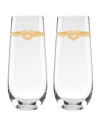 Kate Spade With Love Two-piece Stemless Toasting Flutes In Transparent