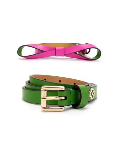 Kate Spade 2-pack Basic And Bow Belts In  Green