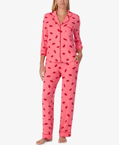 Kate Spade Women's 2-piece Sleepwear 3/4-sleeve Top And Pajama Pants Set In Pink