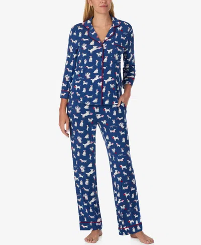 Kate Spade Women's 2-piece Sleepwear 3/4-sleeve Top And Pajama Pants Set In Blue